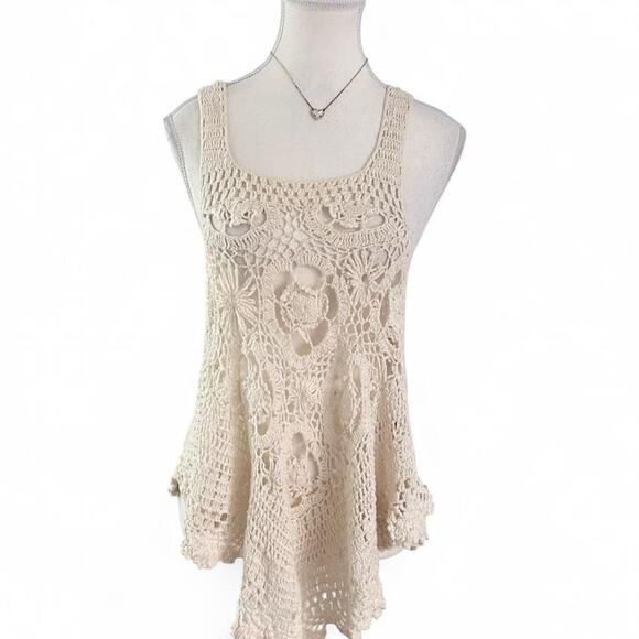 & Other Stories Tops - Y2K Boho Chic Toered Knitted Floral Flowy Staple Piece Top Size L 100% Cotton